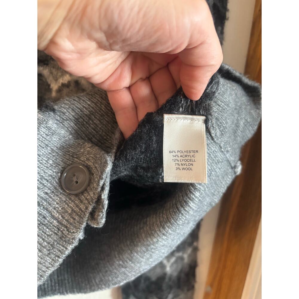 Joie Women’s Fair Isle Cardigan Sweater Button Up Gray Large NWT Wool Blend - Picture 6 of 6